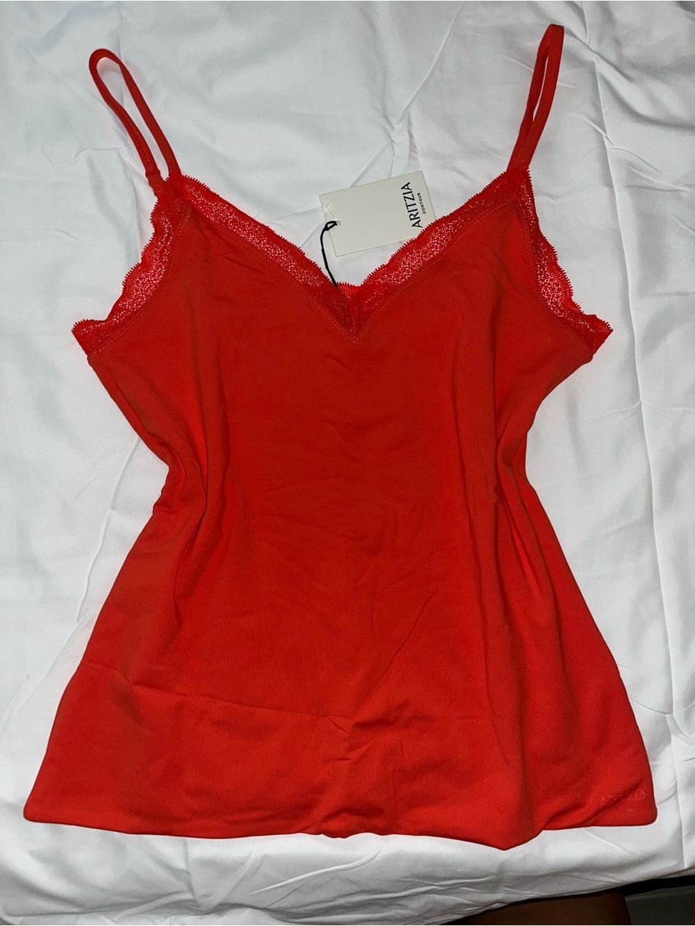 Aritzia Bright Red Lace-Trim Cami
